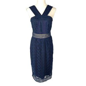 Lulus Blue Crochet Sleeveless Midi Dress Medium